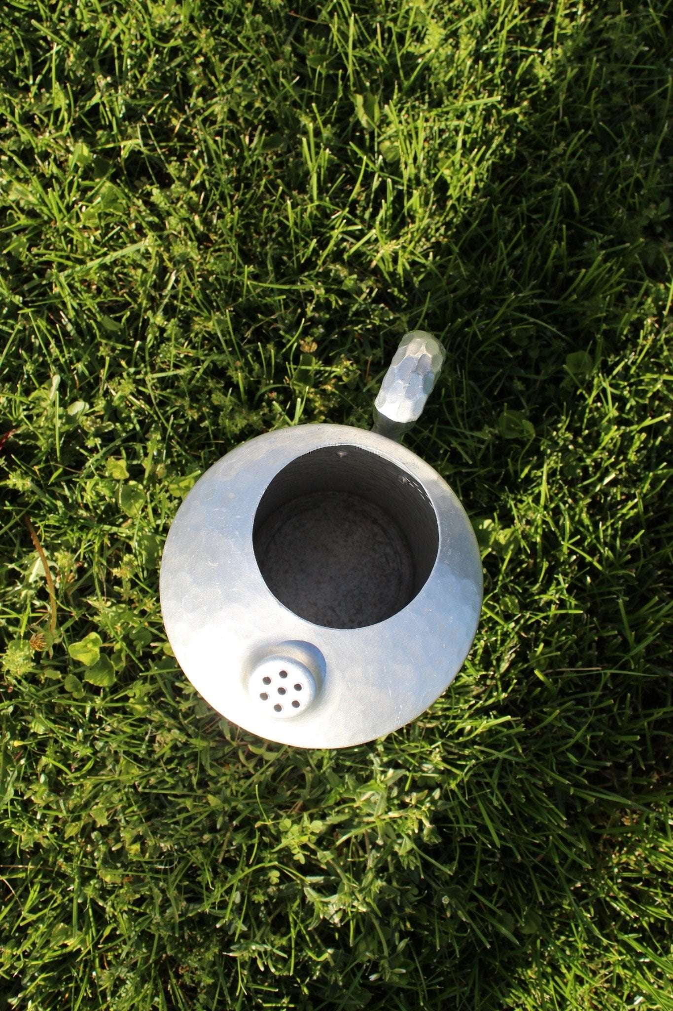 Mid Century Hand Forged Metal Pitcher with Unique Ice Lip//Hammered Textured Handle//Repurposed Flower Vase//Rustic Farmhouse - Loom Vintage