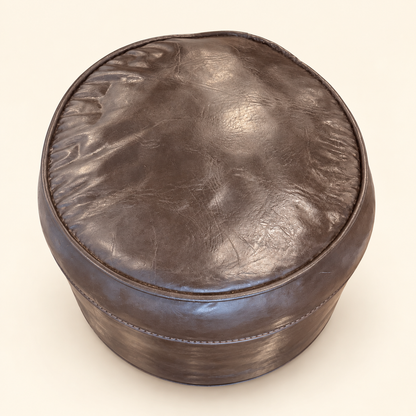 Round vinyl pouf ottoman, top view