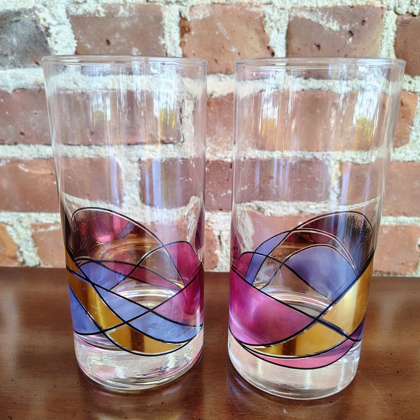 Milano Romanio Hand - Painted Stained Glass Tumblers, Set of 2 - Loom Vintage
