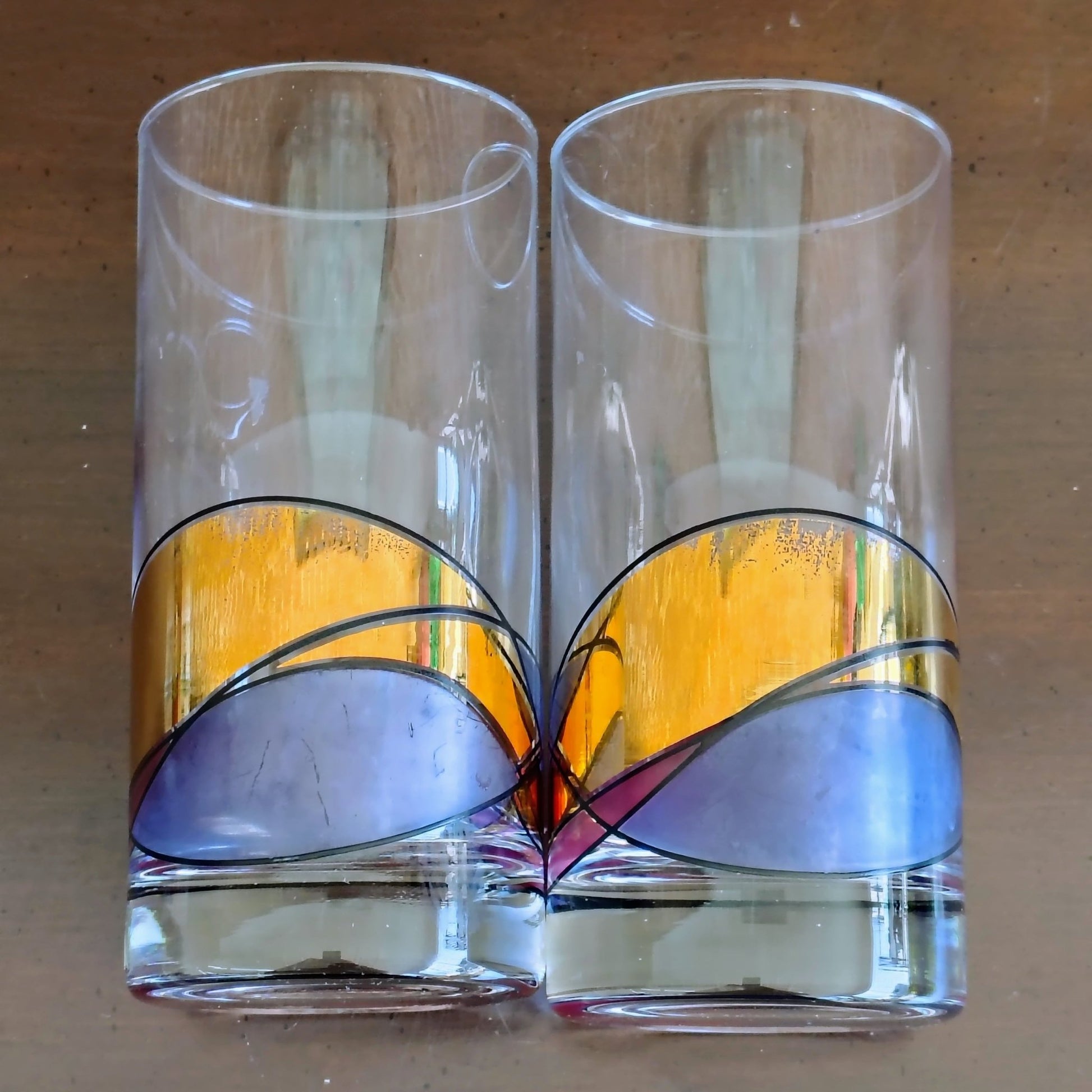 Milano Romanio Hand - Painted Stained Glass Tumblers, Set of 2 - Loom Vintage