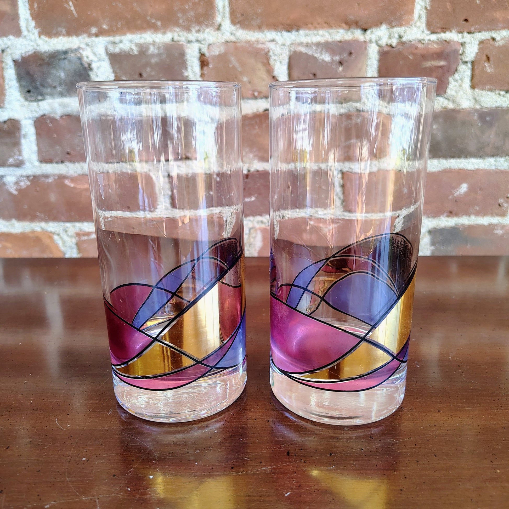 Milano Romanio Hand - Painted Stained Glass Tumblers, Set of 2 - Loom Vintage