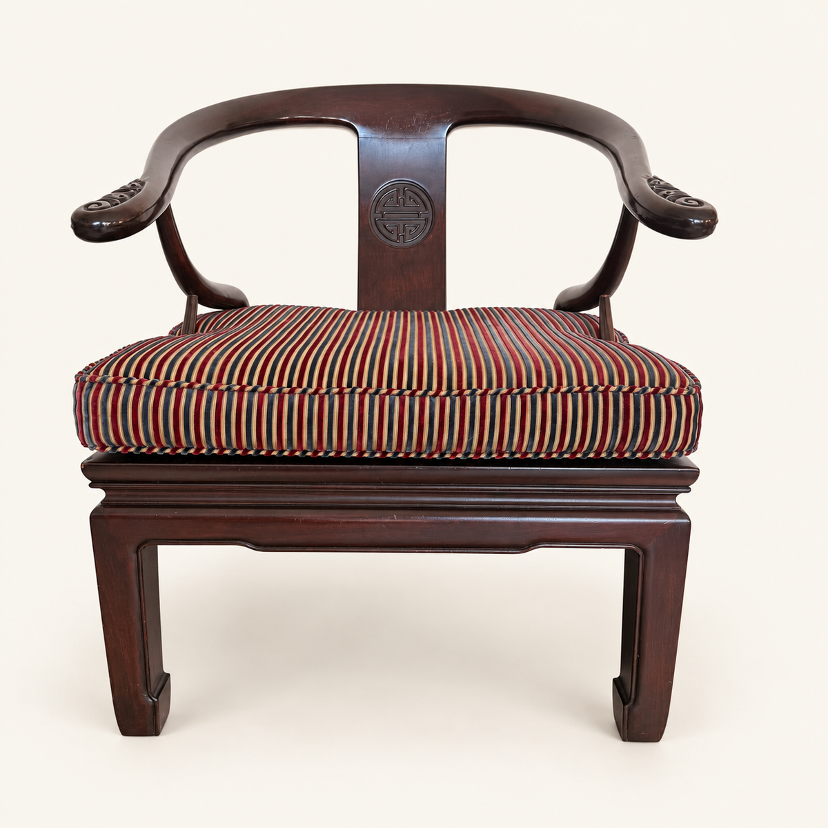 Ming-style horseshoe-back lounge chair, front view