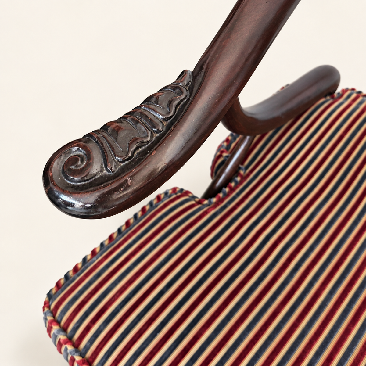 Ming-style lounge chair arm and post detail