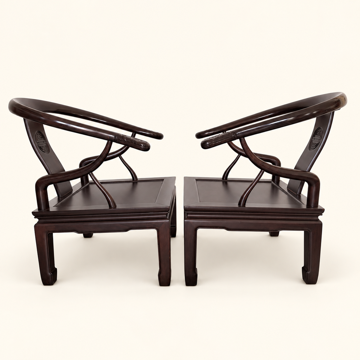 Ming-style Chinese lounge chair, rear view