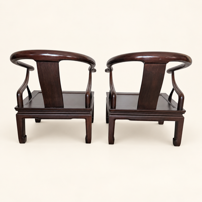 Pair of Ming-style Chinese lounge chairs styled together