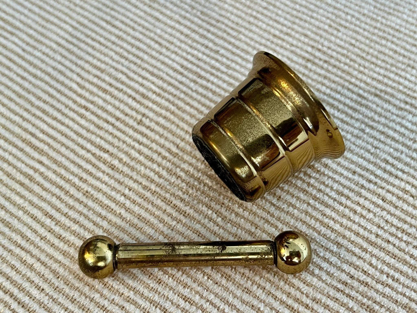 Mini Vintage Brass Pestel and Mortar, Wiccan, Herbs, Kitchen, Pharmacy - Loom Vintage