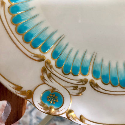 Mintons for Tiffany & Co. Hand - Painted Turquoise & Gilt Dinner Plates, c. 1902–1912 — Set of 6 - Loom Vintage