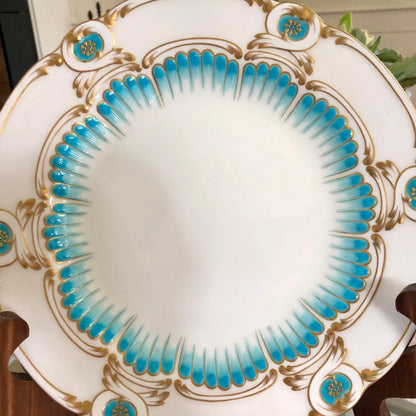 Mintons for Tiffany & Co. Hand - Painted Turquoise & Gilt Dinner Plates, c. 1902–1912 — Set of 6 - Loom Vintage