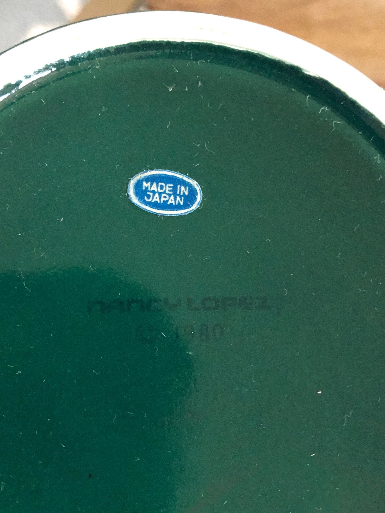 Nancy Lopez Ceramic Jewelry Box — Sculpted Elephant Lid, Hunter Green, Made in Japan, c. 1980s - Loom Vintage