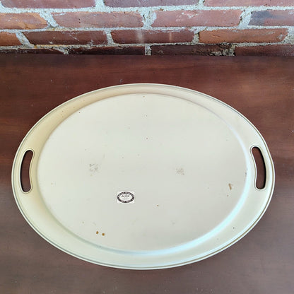 Nashco Products Hand - Painted Toleware Tray, Signed "Van" — Floral, Beige, 19.5" × 14.25" - Loom Vintage
