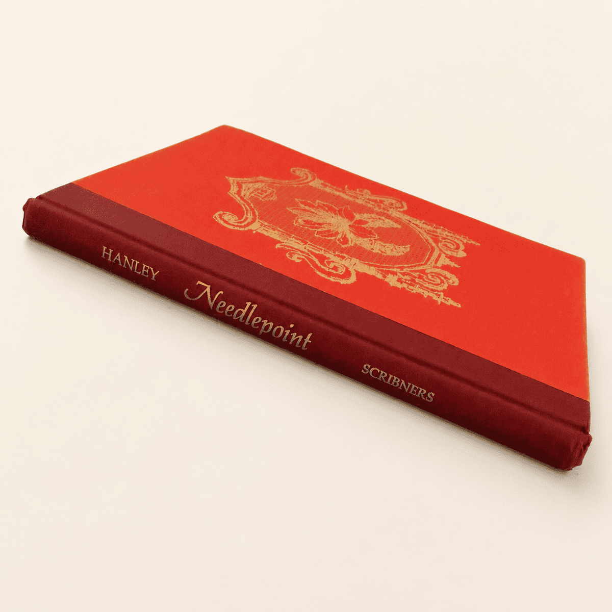 Needlepoint by Hope Hanley, vintage red gilt cloth hardcover, spine and cloth boards
