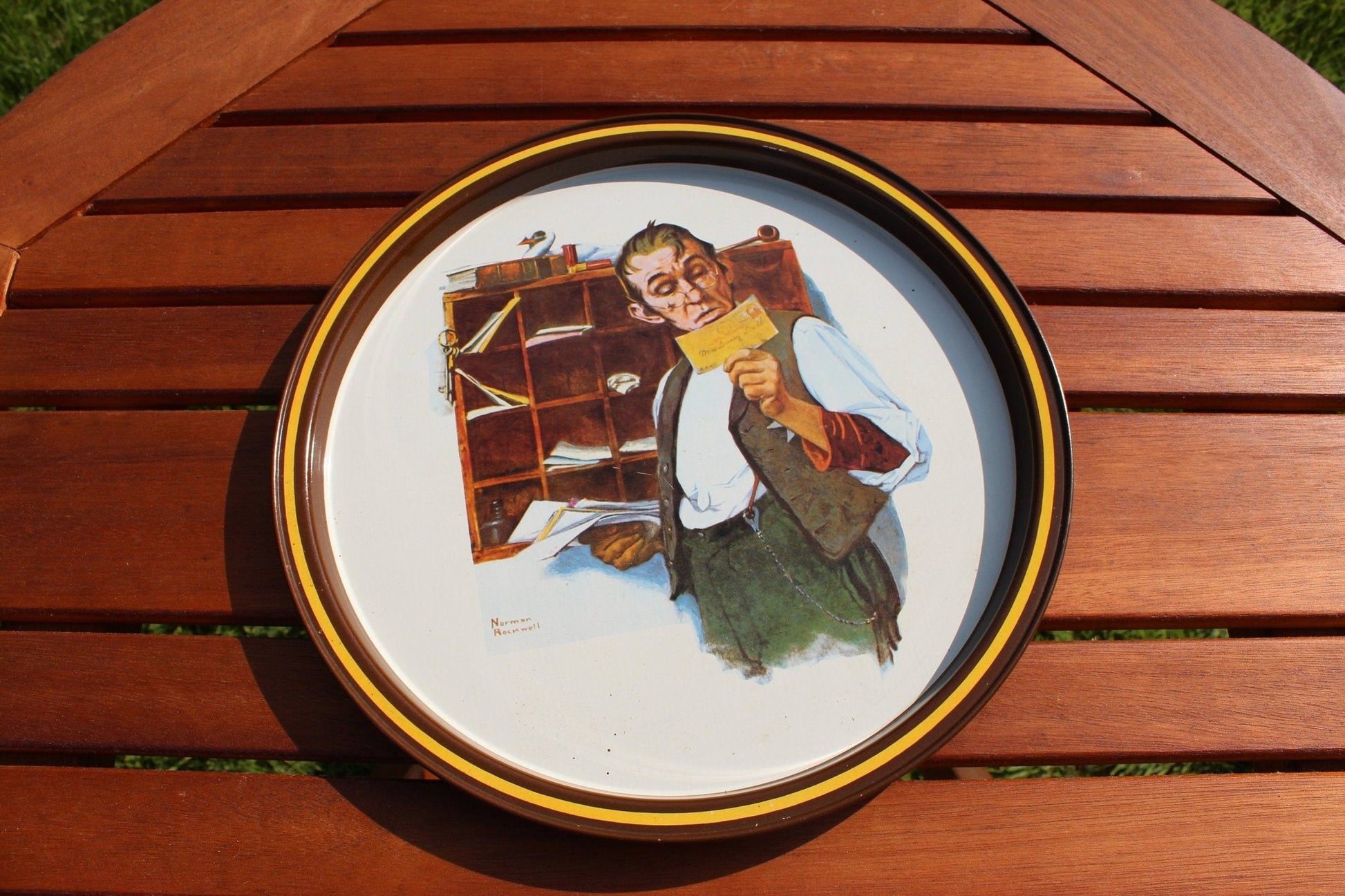 Norman Rockwell 1976 Limited Edition Serving Metal Tray / 'Country Postman' Scene / Server / Tin - Loom Vintage