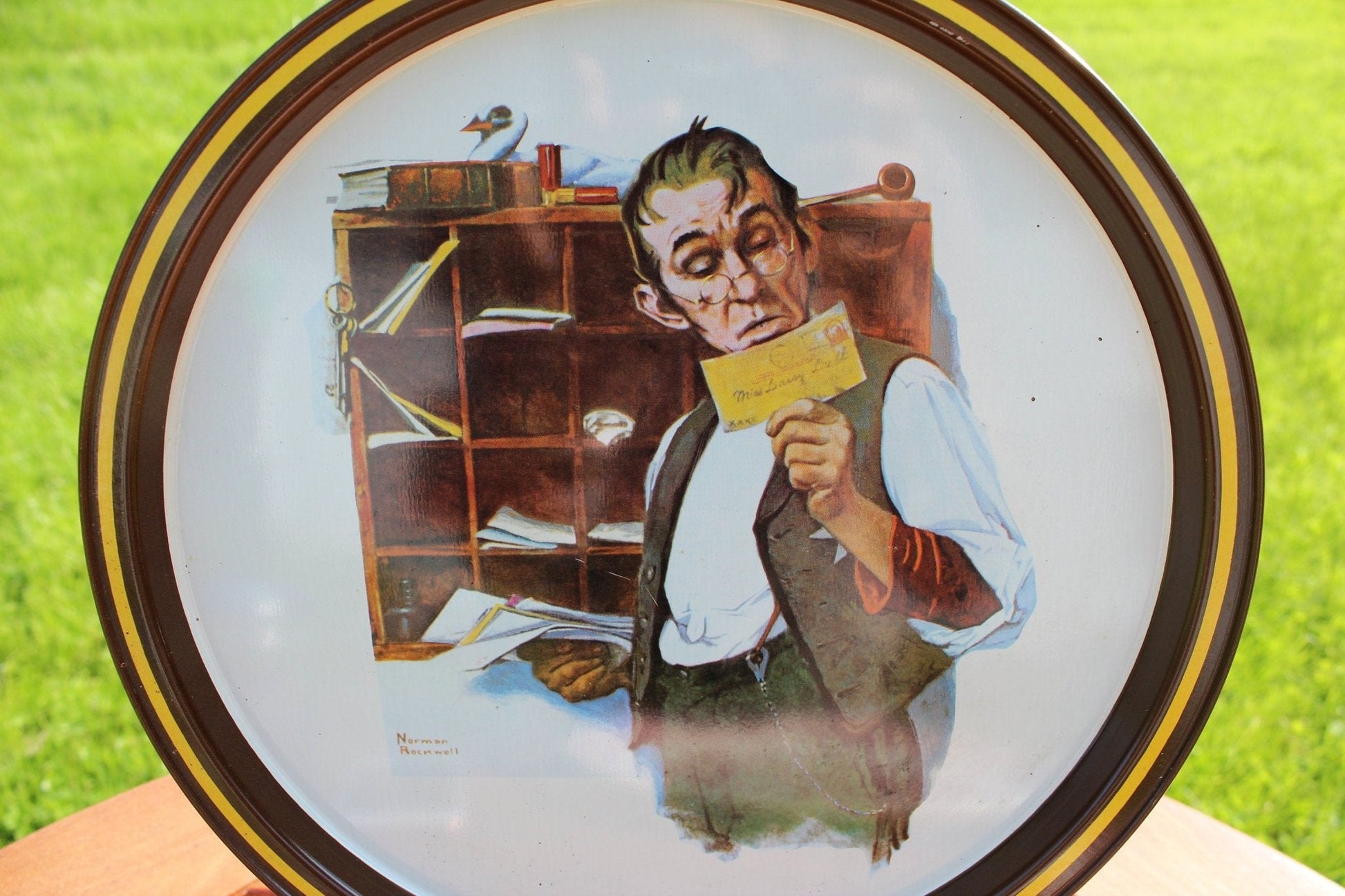Norman Rockwell 1976 Limited Edition Serving Metal Tray / 'Country Postman' Scene / Server / Tin - Loom Vintage
