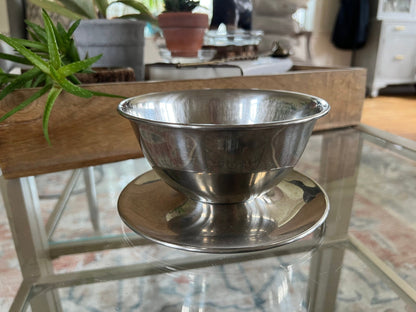 Oneida 18/8 Stainless Steel Revere Bowl with Plate — Mid - Century, 6.25"W - Loom Vintage