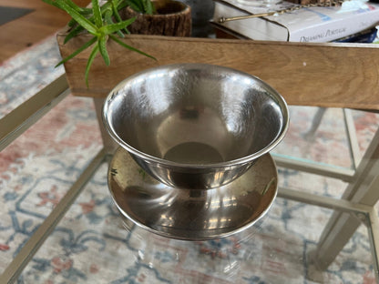 Oneida 18/8 Stainless Steel Revere Bowl with Plate — Mid - Century, 6.25"W - Loom Vintage