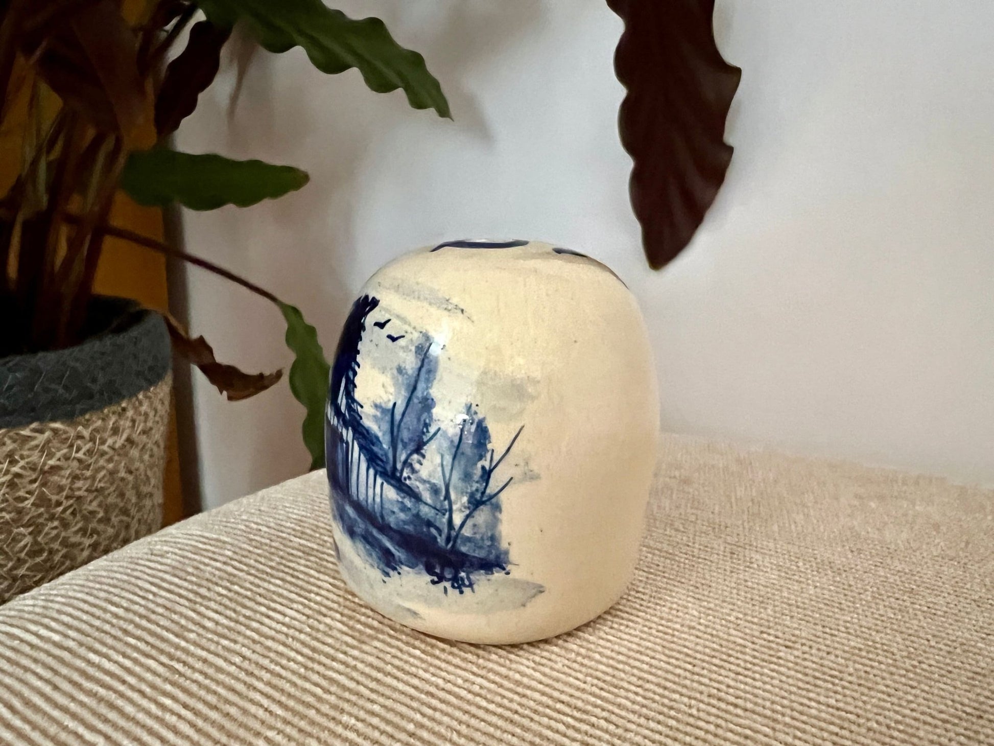 P. Storie Pottery Salt Shaker — Hand-Painted Barn Scene - Loom Vintage