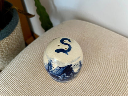 P. Storie Pottery Salt Shaker — Hand-Painted Barn Scene - Loom Vintage