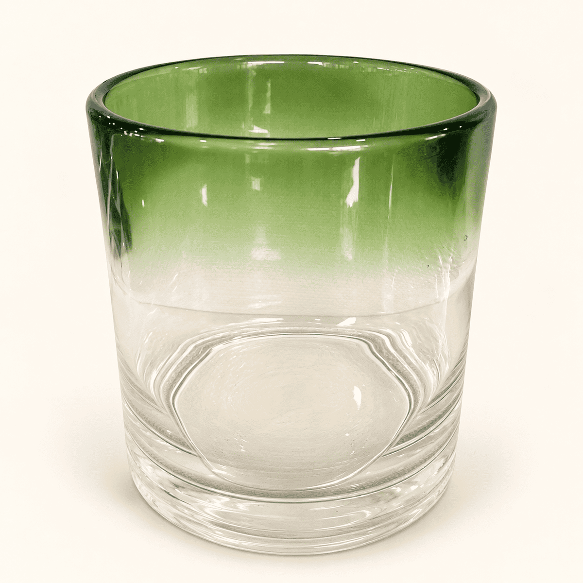 Pair of Hand-Blown Green Ombre Rocks Glasses, photo 5 of 6