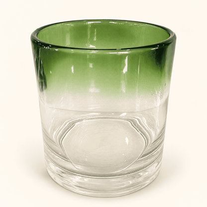 Pair of Hand-Blown Green Ombre Rocks Glasses, photo 5 of 6