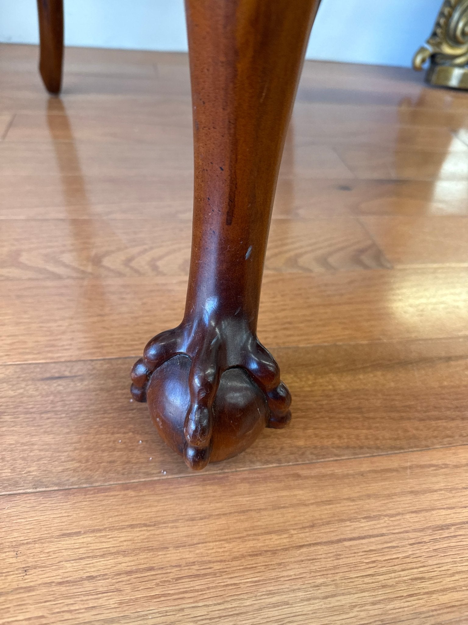 Pair of Colonial Revival Carved Wood Armchairs with 1960s Vintage Linen - Loom Vintage