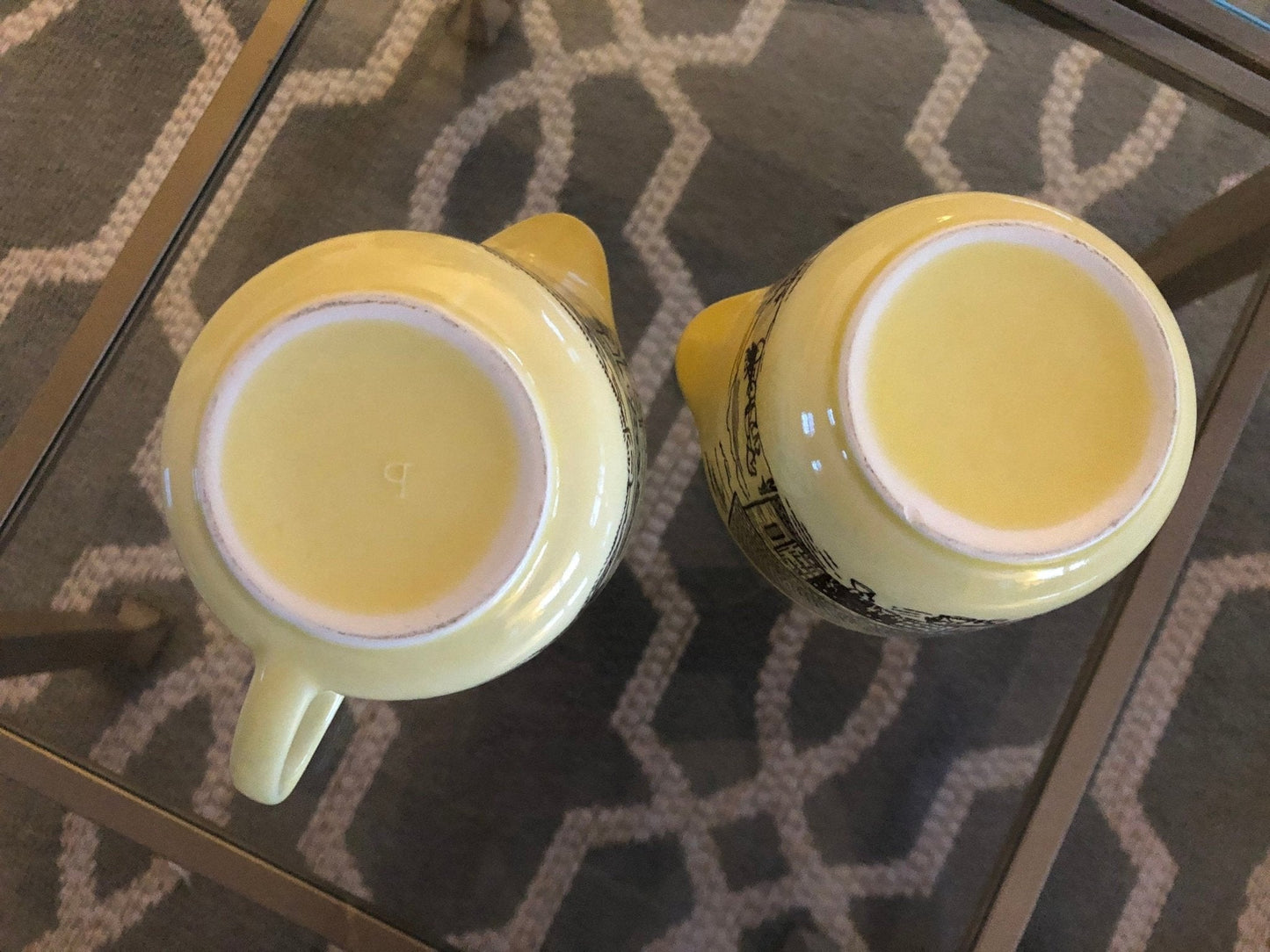 Pennsylvania Dutch Yellow Harvest Sugar and Creamer Set, Creamer Pitcher and Sugar Bowls - Loom Vintage