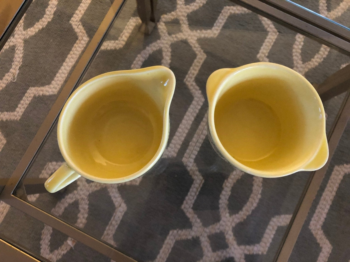 Pennsylvania Dutch Yellow Harvest Sugar and Creamer Set, Creamer Pitcher and Sugar Bowls - Loom Vintage
