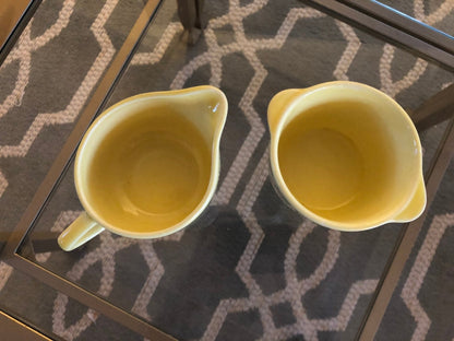 Pennsylvania Dutch Yellow Harvest Sugar and Creamer Set, Creamer Pitcher and Sugar Bowls - Loom Vintage