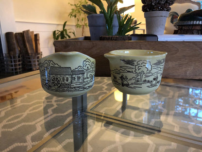 Pennsylvania Dutch Yellow Harvest Sugar and Creamer Set, Creamer Pitcher and Sugar Bowls - Loom Vintage