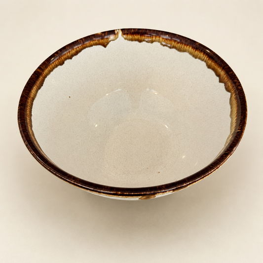 Interior of Pfaltzgraff Country Casual bowl showing speckled cream glaze