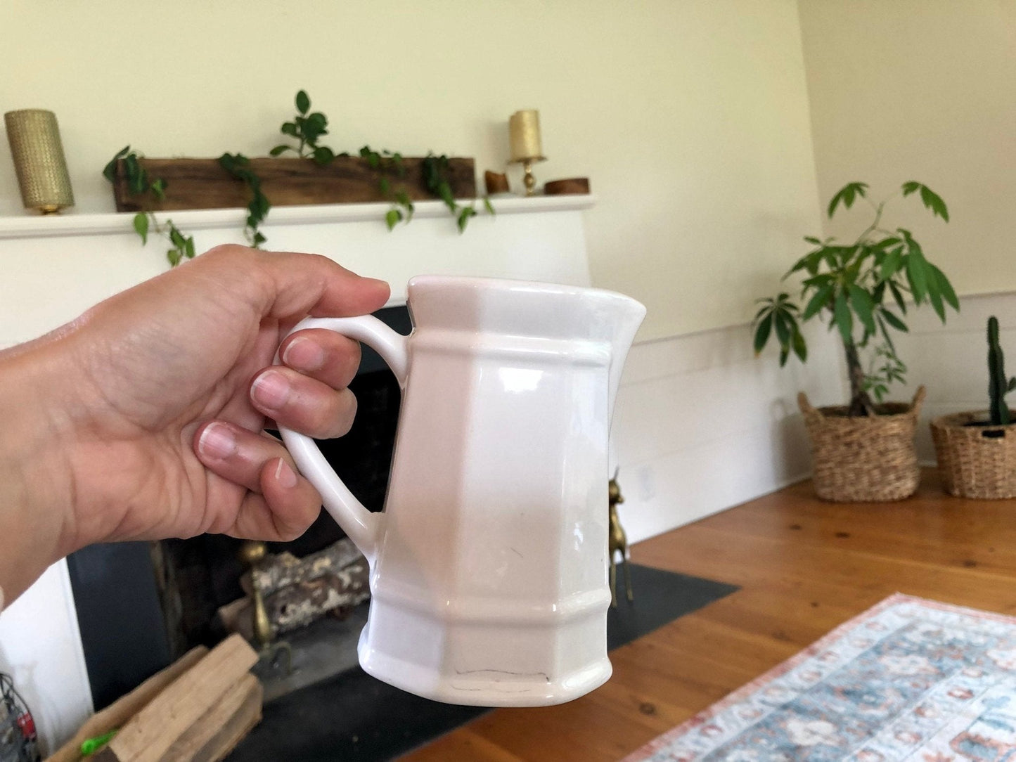 Pfaltzgraff Heritage White Sugar and Creamer Set, Old Castle Mark Octagon Pottery, Made in USA, Creamer Pitcher and Sugar Bowls - Loom Vintage