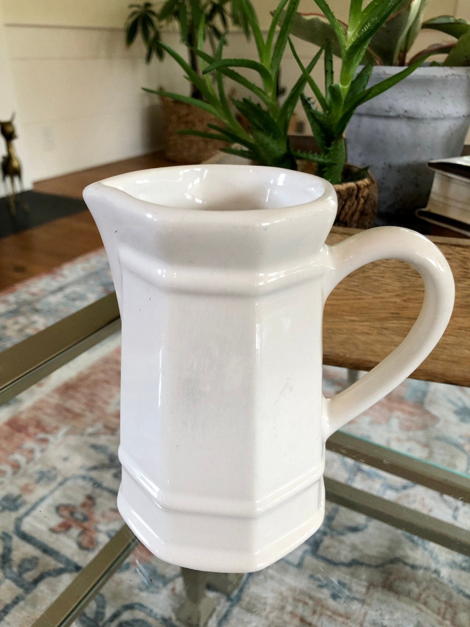Pfaltzgraff Heritage White Sugar and Creamer Set, Old Castle Mark Octagon Pottery, Made in USA, Creamer Pitcher and Sugar Bowls - Loom Vintage