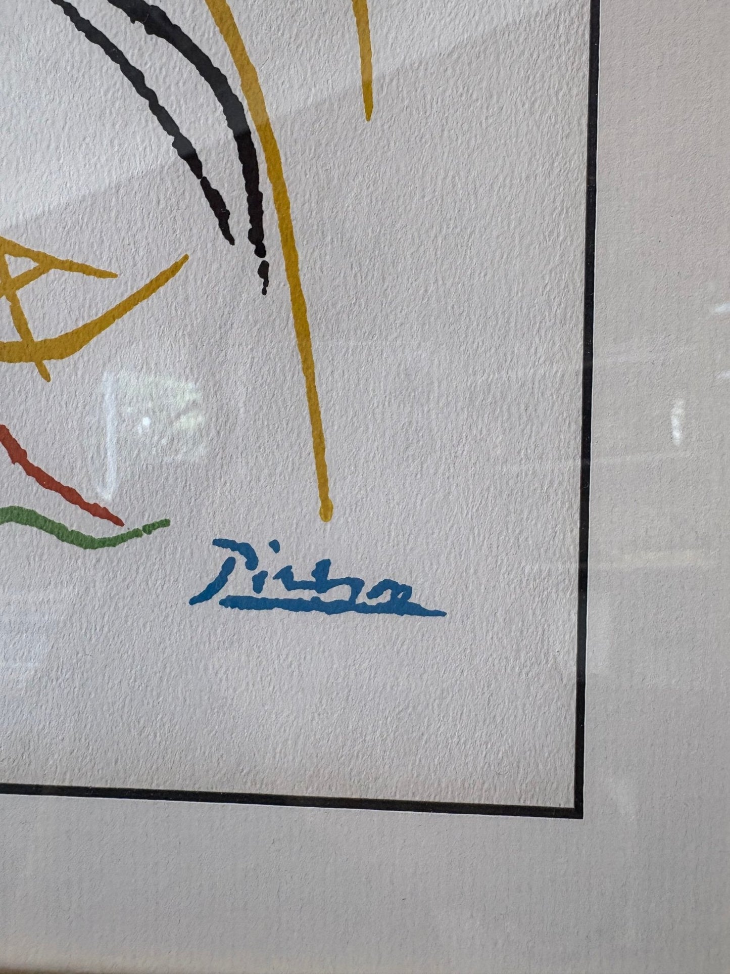 Picasso - Inspired “Le Coq” Line - Drawing Print – Mid - Century Modern Black/Gold Frame 17″ - Loom Vintage