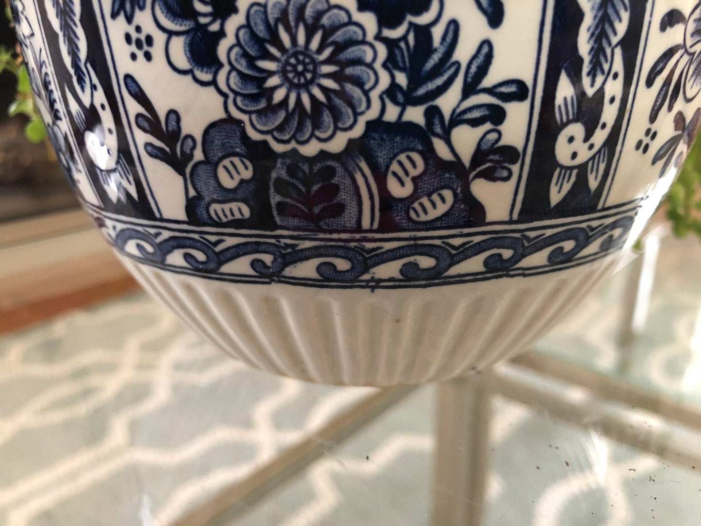 Plants Flowerpot Delft Royal Sphinx - Holland - Boch Belgium - Delft Blue and White - Per 2 set - Jardinier flower box or Garden Cache Pot - Loom Vintage