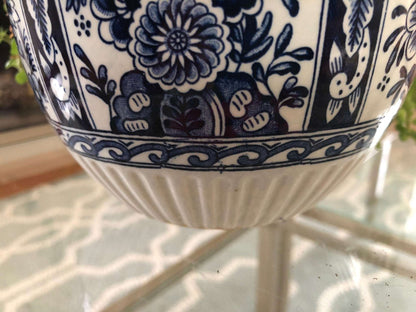 Plants Flowerpot Delft Royal Sphinx - Holland - Boch Belgium - Delft Blue and White - Per 2 set - Jardinier flower box or Garden Cache Pot - Loom Vintage