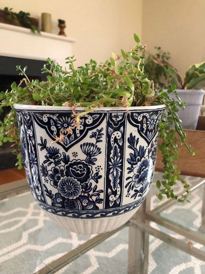 Plants Flowerpot Delft Royal Sphinx - Holland - Boch Belgium - Delft Blue and White - Per 2 set - Jardinier flower box or Garden Cache Pot - Loom Vintage