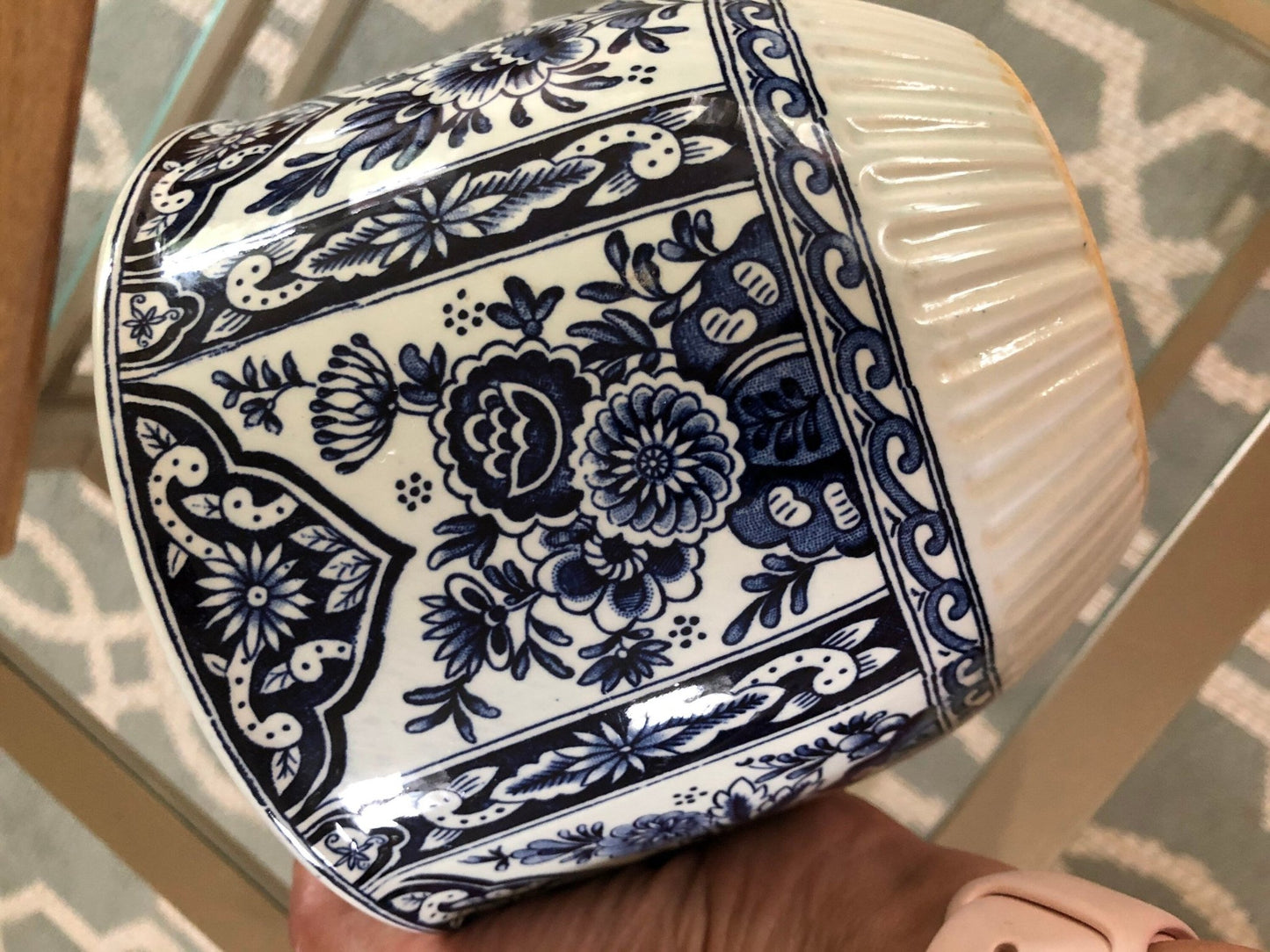 Plants Flowerpot Delft Royal Sphinx - Holland - Boch Belgium - Delft Blue and White - Per 2 set - Jardinier flower box or Garden Cache Pot - Loom Vintage
