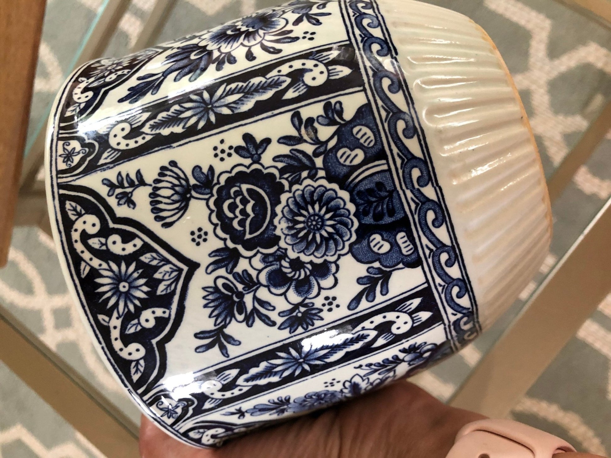 Plants Flowerpot Delft Royal Sphinx - Holland - Boch Belgium - Delft Blue and White - Per 2 set - Jardinier flower box or Garden Cache Pot - Loom Vintage