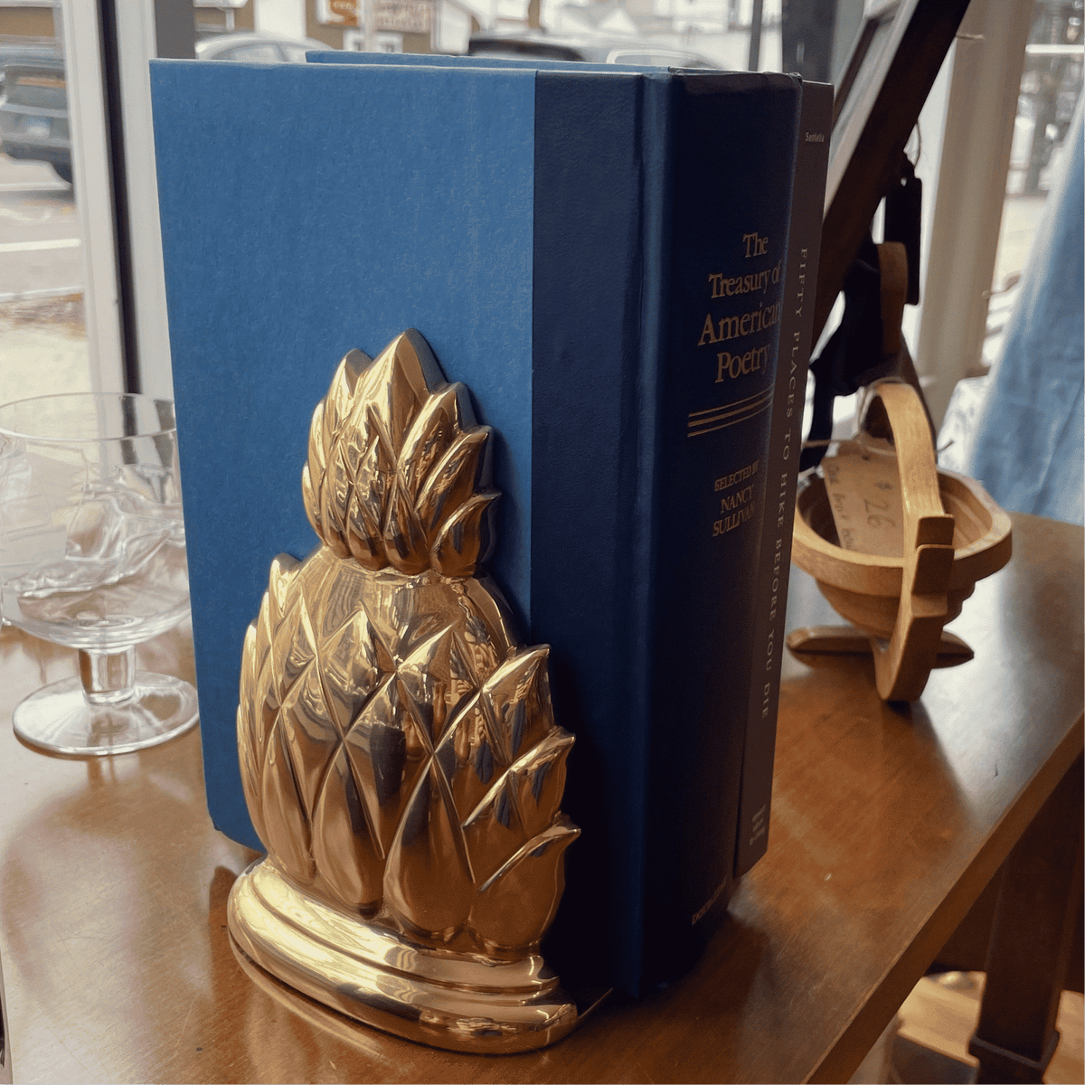 Polished brass pineapple bookends, pair, made in India, photo 2 of 6