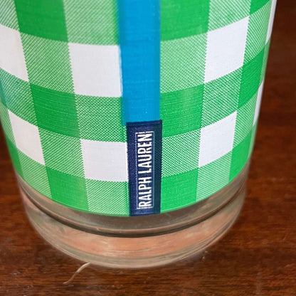 Ralph Lauren Gingham Plaid Glass Tumblers, Set of 4 — Vintage Preppy Barware - Loom Vintage