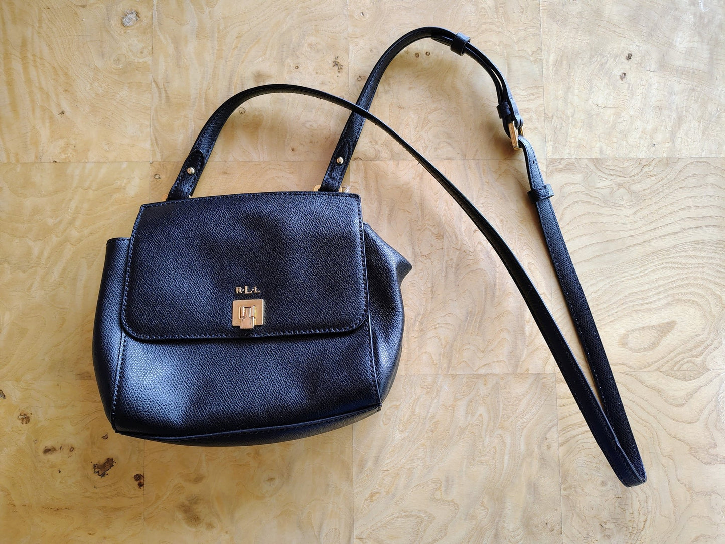 Ralph Lauren Whitby Black Leather Crossbody Bag – 1980s - Loom Vintage
