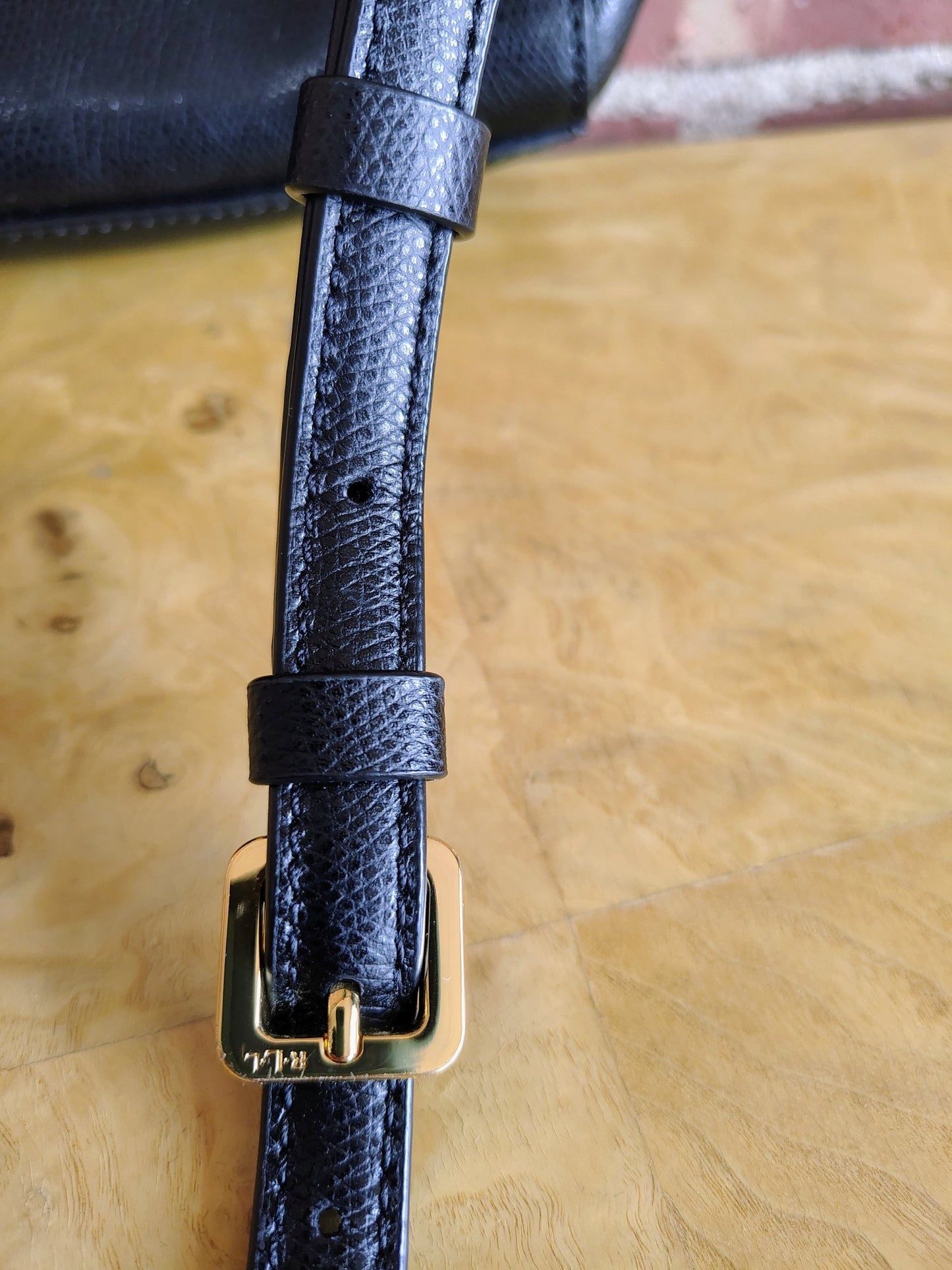 Ralph Lauren Whitby Black Leather Crossbody Bag – 1980s - Loom Vintage