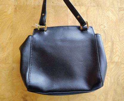 Ralph Lauren Whitby Black Leather Crossbody Bag — Pebbled Leather, Gold Hardware, 1980s - Loom Vintage