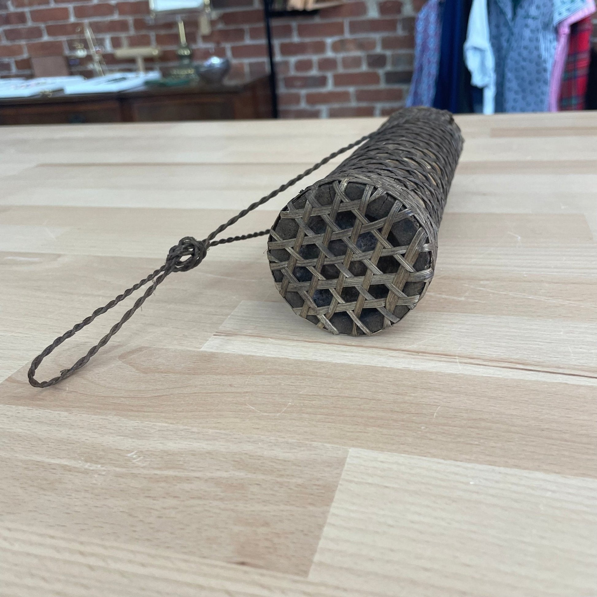 Rare 1920s–40s Japanese Ikebana Woven Bamboo Hanging Basket - Loom Vintage