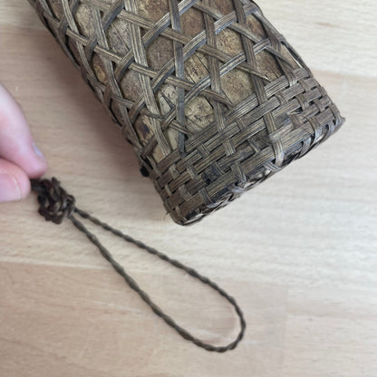 Rare 1920s–40s Japanese Ikebana Woven Bamboo Hanging Basket - Loom Vintage