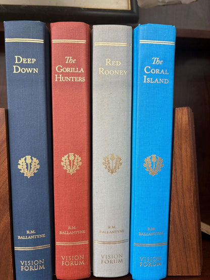 R.M. Ballantyne Adventure Classics – 4 - Book Set in Jewel - Tone Cloth - Loom Vintage