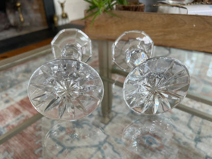 Royal Limited 24% Lead Crystal Candlesticks, Graduated Pair — Czech Republic, 5.25" and 6.25" - Loom Vintage