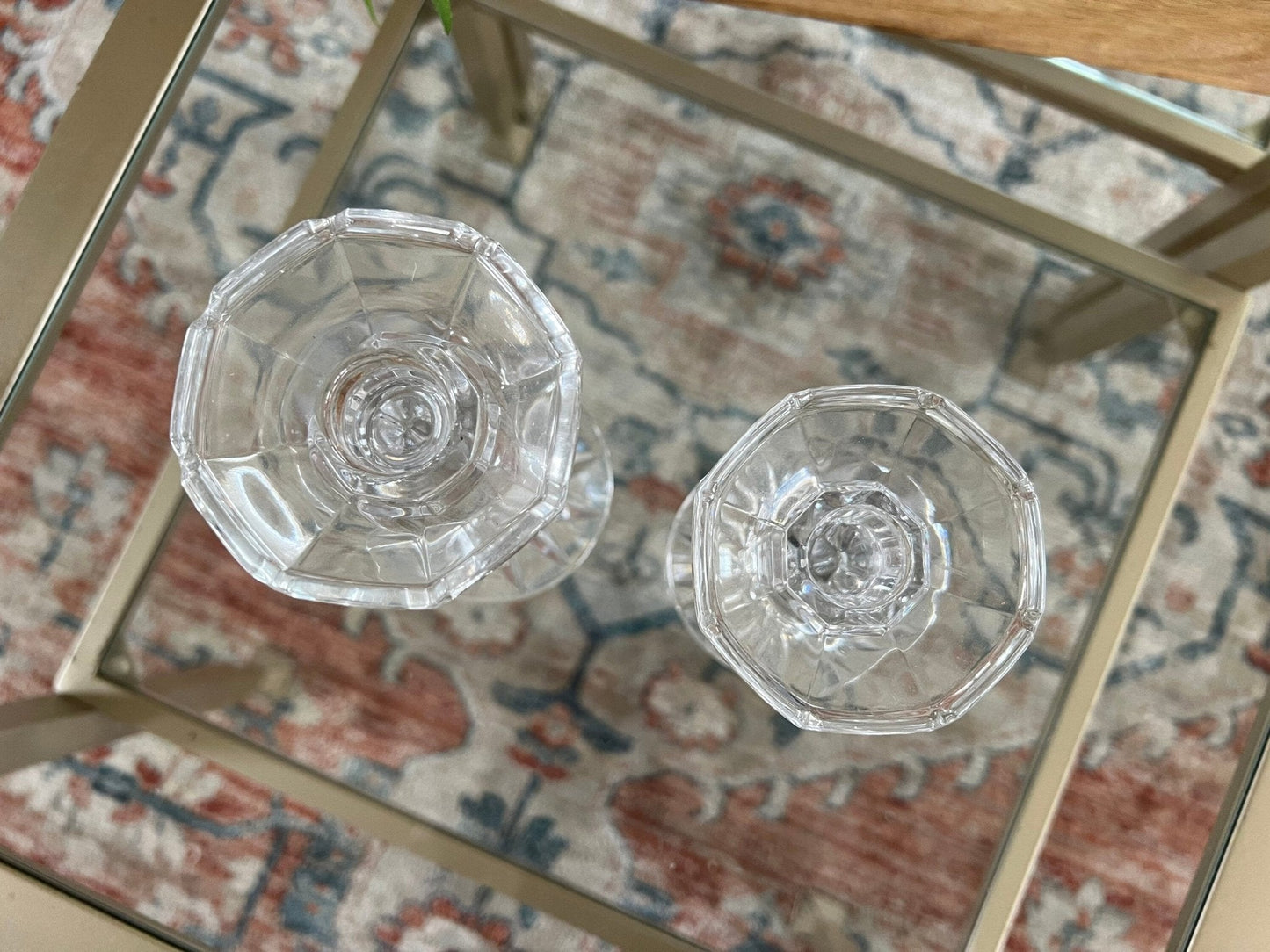 Royal Limited 24% Lead Crystal Candlesticks, Graduated Pair — Czech Republic, 5.25" and 6.25" - Loom Vintage