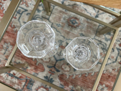 Royal Limited 24% Lead Crystal Candlesticks, Graduated Pair — Czech Republic, 5.25" and 6.25" - Loom Vintage