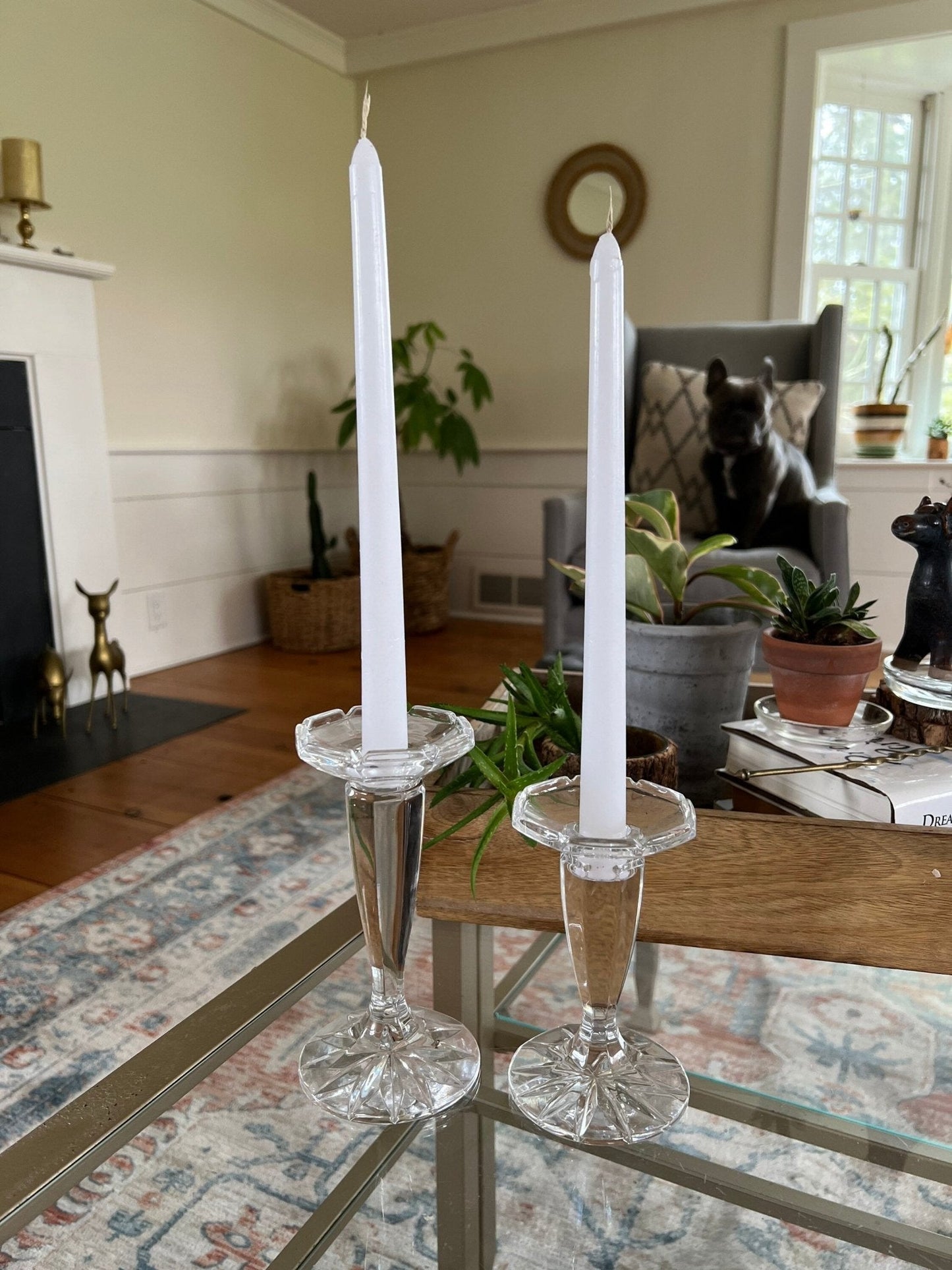Royal Limited 24% Lead Crystal Candlesticks, Graduated Pair — Czech Republic, 5.25" and 6.25" - Loom Vintage