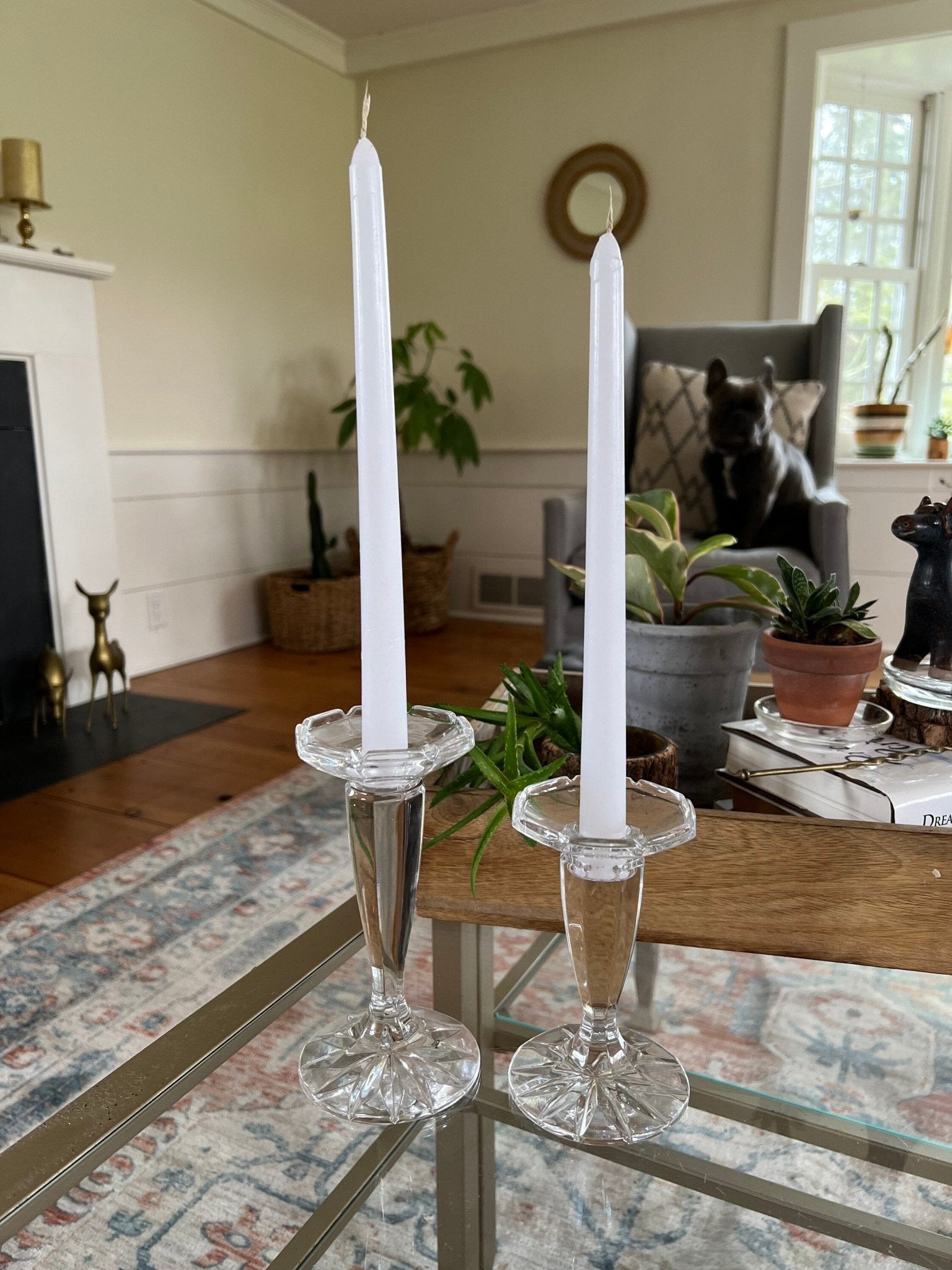 Royal Limited 24% Lead Crystal Candlesticks, Graduated Pair — Czech Republic, 5.25" and 6.25" - Loom Vintage